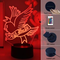 3D Night Light Rapper Lil Peep Led For Home Decoration Gift For Fans Bedroom Decor Light Led Sensor Color Changing Work Desk Lamp-Remote Control