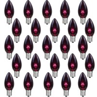 Romasaty 25 Pack C7 Black Halloween Replacement Bulbs C7 Clear Outdoor String Lights Replacement Bulbs C7E12 Candelabra Base