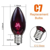 Romasaty 25 Pack C7 Black Halloween Replacement Bulbs C7 Clear Outdoor String Lights Replacement Bulbs C7E12 Candelabra Base