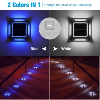 Volisun Solar Driveway Lights Dock Deck Lights 8-Pack,2 Colors In 1,Wireless Solar Powered 1200Mah Battery,Waterproof Outdoor Warning Step Lights For Driveway Sidewalk(2 Colors Lighting,White/Blue)