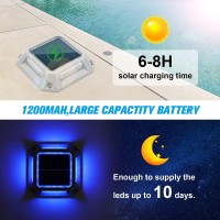 Volisun Solar Driveway Lights Dock Deck Lights 8-Pack,2 Colors In 1,Wireless Solar Powered 1200Mah Battery,Waterproof Outdoor Warning Step Lights For Driveway Sidewalk(2 Colors Lighting,White/Blue)