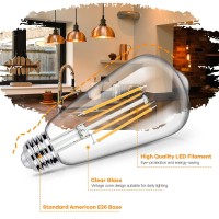 4-Pack Vintage 8W Led Edison Bulbs, 100W Equivalent, E26 Base St64 Led Filament Light Bulbs Warm White 3000K High Brightness 1400Lumens, Antique Style Clear Glass For Home Bedroom Office, Non-Dimmable