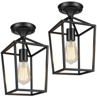 Beslowe 2Pack Farmhouse Semi Flush Mount Ceiling Light Fixtures For Hallway Industrial Close To Ceiling Lighting For Entryway