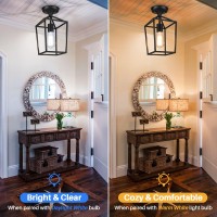 Beslowe 2Pack Farmhouse Semi Flush Mount Ceiling Light Fixtures For Hallway Industrial Close To Ceiling Lighting For Entryway