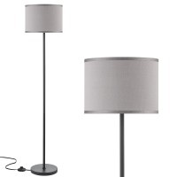 Ambimall Floor Lamp For Living Room, Modern Floor Lamp With Shade, Tall Lamps For Living Room, Bedroom, Office, Dining Room, Stick Floor Lamp With Grey Lampshade(Without Bulb)