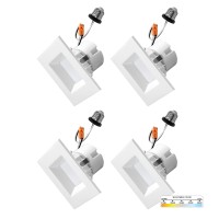 Nuwatt | 4 Pack | 4 Inch Square Retrofit Led Recessed Lighting, Cct Selectable 2700K/3000K/3500K/4000K/5000K, 750 Lumens 11W, White Trim Square Can Light, Dimmable Ceiling Light Wet Rated, Etl Listed