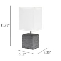 Simple Designs Lt2072-Gry Petite Faux Stone Table Lamp With Fabric Shade, Gray With White Shade