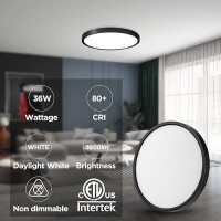 Taloya 158 Inch Flush Mount Ceiling Light Fixture 36W Black Flat Light Fixture Low Profile Round Surface For Low Ceiling Kitche