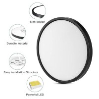 Taloya 158 Inch Flush Mount Ceiling Light Fixture 36W Black Flat Light Fixture Low Profile Round Surface For Low Ceiling Kitche