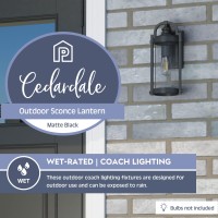 Prominence Home Cedardale Matte Black Farmhouse Wet Rated Outdoor Sconce Lantern Coach Light - 51548-01