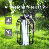 Pearlstar Large Solar Powered Lantern Outdoor-Heavy Duty Metal Hanging Lights Decorative Solar Table Lamp Waterproof For Outside Patio Yard Garden Porch Tabletop Decor (Black)