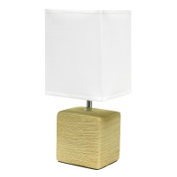 Simple Designs Lt2072-Bge Petite Faux Stone Table Lamp With Fabric Shade, Beige With White Shade