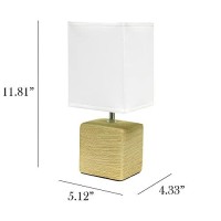 Simple Designs Lt2072-Bge Petite Faux Stone Table Lamp With Fabric Shade, Beige With White Shade