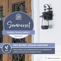 Prominence Home Sommerset Matte Black Farmhouse Wet Rated Outdoor Wall Sconce Lantern Coach Light - 51560-01