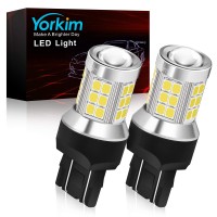 Yorkim 7443 Led Bulb, Super Bright 7440 Led Bulb T20 Led Bulbs With Projector Replacement For Led Reverse Blinker Brake Tail Lights, 6000K Xenon White, Pack Of 2