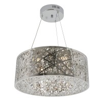 Artika Crystal Nest 26W Glam Led Chandelier, Chrome Finish Base - Ideal For Dining Room, Kitchen Light, Stairway - 1820 Lumens, 3000 Kelvin, Steel Laser Cut Shade