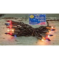 Patriotic Lights, Brown Cord, 20 Ct.