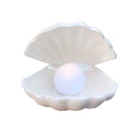 Binaryabc Ceramics Shell Pearl Light Led Lamp Portable Night Light Tabletop Light Christmas Giftwhite