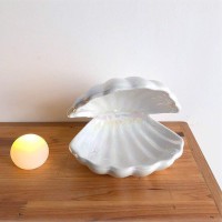 Binaryabc Ceramics Shell Pearl Light Led Lamp Portable Night Light Tabletop Light Christmas Giftwhite