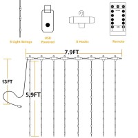 Yeoleh String Lights Curtain,Usb Powered Fairy Lights For Bedroom Party,8 Modes & Ip64 Waterproof Ideal For Garden,Patio (Blue,7.9Ft X 5.9Ft)