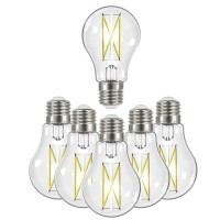 Satco (6 Pack) Dimmable Led Filament Lamps, S12415, High Lumens, 8 Watt, A19; Clear; Medium Base; 3000K; 90 Cri; 120 Volt For Use At Residential, Hospitality, Display And Commercial