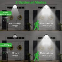 Ume Solar Motion Sensor Outdoor Light 2 Modes Solar Powered Wall Lights Ip65 Waterproof Led Security Lights Adjustable Wirele