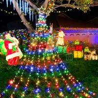 Outdoor Christmas Decorations Waterfall Lights 344 Led 8 Modes Tree Light Gift, Plug In Clear Wire Waterproof Patio Light Decor For Home Xmas Tree Wedding Yard Porch Holiday Decoration Multicolor