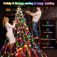 Outdoor Christmas Decorations Waterfall Lights 344 Led 8 Modes Tree Light Gift, Plug In Clear Wire Waterproof Patio Light Decor For Home Xmas Tree Wedding Yard Porch Holiday Decoration Multicolor