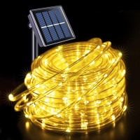 Jmexsuss 200 Led Solar Rope Lights,66Ft 8 Modes Solar Rope Lights Outdoor Waterproof Led Solar Powered Rope Tube For Fence,Gazebo,Yard,Walkway,Path(Warm White)