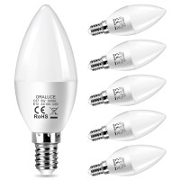 Oraluce E12 Led Candelabra Light Bulbs - 40 Watt Equivalent, 3000K Warm White Chandelier Non-Dimmable, Type B Light Bulb For Ceiling Fan, 5W 450Lm 6 Pack