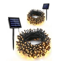 Flacchi Christmas Lights Solar 2 Pack Total 144Ft 400 Led 8 Modes Outdoor String Lights Waterproof Solar Fairy Lights For Garden