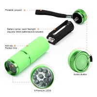 Coolrunner 1Pcs Led Flashlight, Small Glow Flashlights With 9 Led Lights, Portable Light Nail Dryer For Nail Gel (Green)