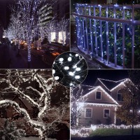 Flacchi Christmas Lights Solar 2 Pack Total 144Ft 400 Led 8 Modes Outdoor String Lights Waterproof Solar Fairy Lights For Garden