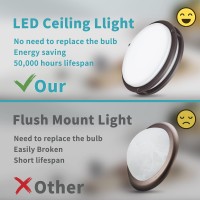 Bilrect Flush Mount Ceiling Light, 10 Inch Ceiling Light Fixture Dimmable,18W [160W Equiv] 1600Lm, 3000K/4000K/5000K Bedroom Ceiling Lights For Kitchen, Hallway, Bathroom, Offices, Etl Listed