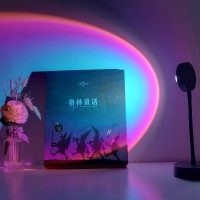 Feeermy Rainbow Lights Sunset Lamp, Tiktok Sunset Light Projector Atmosphere Lamp, 360Degree Dimmable Led Night Light Projector For Kids Bedroom,Chill Vibe Ambiance Lamp To Any Room Office