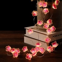 Flower String Lights Battery Operated For Bedroom 10Ft 30 Leds Indoor Wall Decor Curtain Decorative Fairy Twinkle Pink Hanging Cherry Blossom Lighting For Living Room Patio(Excluded 3*Aa Batteries)