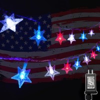 Twinkle Star 100 Led Star String Lights, Plug In Fairy String Lights Waterproof, Extendable For Indoor, Outdoor, Wedding Party, Christmas Tree, New Year, Garden Decoration, Red & Blue & White