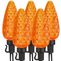 Brizled C9 Orange Lights 16Ft 25 Led Halloween Lights Connectable Ul Certified Orange Halloween Lights Outdoor Halloween Ligh