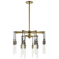 Resolve Pendant Chandelier - Exquisite Antique Brass Ceiling Light For Contemporary Living Spaces - 12 Bulb Fixture, Industrial Accents, Woven Rope Cords - Chic And Stylish Home Decor Solution