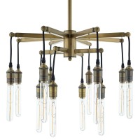 Resolve Pendant Chandelier - Exquisite Antique Brass Ceiling Light For Contemporary Living Spaces - 12 Bulb Fixture, Industrial Accents, Woven Rope Cords - Chic And Stylish Home Decor Solution