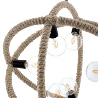 Contemporary Farmhouse Pendant Chandelier With Rope Design - Height Adjustable, 6 Light Sockets, E26 Bulb Compatible