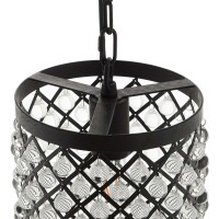 Reflect Pendant Chandelier - Rustic Charm Meets Modern Sophistication | Distressed Black Lacquer Finish | Glass Beads | Ideal For Dining Room Or Entryway | E26 60W Bulb Required (Not Included)