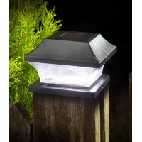 Garden Mile Solar Led Post Cap Light For Outdoor Fence Posts Or Decking In Your Garden, These Square Post Cap Lamps For Posts, Deck, Patio Or Fence (Post Cap Lights - Black, Set Of 4)