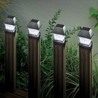 Garden Mile Solar Led Post Cap Light For Outdoor Fence Posts Or Decking In Your Garden, These Square Post Cap Lamps For Posts, Deck, Patio Or Fence (Post Cap Lights - Black, Set Of 4)