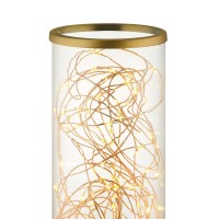 Adore Table Lamp - Contemporary Modern Cylindrical-Shaped Clear Glass And Brass Lamp For Living Room, Bedroom, Or Console - Mesmerizing Led Glow - Includes One Lamp