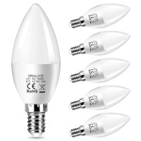 Oraluce E12 Led Candelabra Light Bulbs - 40 Watt Equivalent, 5000K Daylight White Chandelier Non-Dimmable, Type B Light Bulb For Ceiling Fan, 5W 450Lm 6 Pack