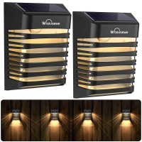 Whousewe Solar Fence Deck Lights - Led Solar Powered Wireless Wall Lights Ip65 Waterproof Breathing/Constant Mode, Automatic Solar Patio Lamps For Front Door, Stair, Path, Pool, Backyard (6 Pack)