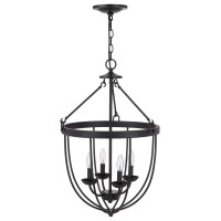 Make a bold statement with this cage inspired metal frame chandelier It features a smoothed matte black satin finish with a down pointed change design The fixture ships complete with matching canopy and six foot chain