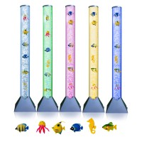 Brewish Sensory Bubble Floor Lamp| 7 Color Changing Led Mood Night Light| Special Needs Toys For Autistic| Fake Aquarium Water Tube Lamp| Gift For Kids, Men & Women| Blue Base - 3 Feet Tall