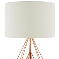 Paragon Rose Gold Geometric Table Lamp - Modern Elegance With Cream Fabric Shade - Requires 1 E26 60W Bulb (Not Included) - Perfect For Bedside, Office, Or Entryway - Made With Rose Gold Steel Wire